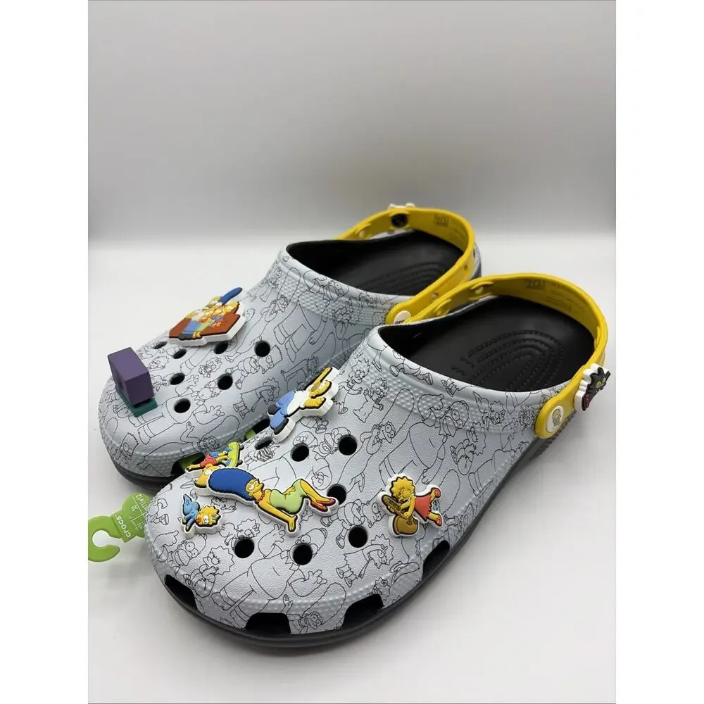 Crocs Unisex The Simpsons Classic Clogs w/ Exclusive Charms Comfort Slip On M 12